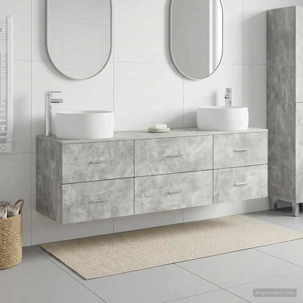 Vannitoa mööbleset 3 tk Betoonhall 49,5 × 44,5 × 66 cm