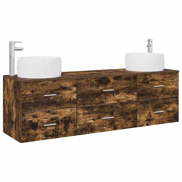Vannitoa mööbleset 3 tk Suitsutatud tamm 49,5 × 44,5 × 66 cm