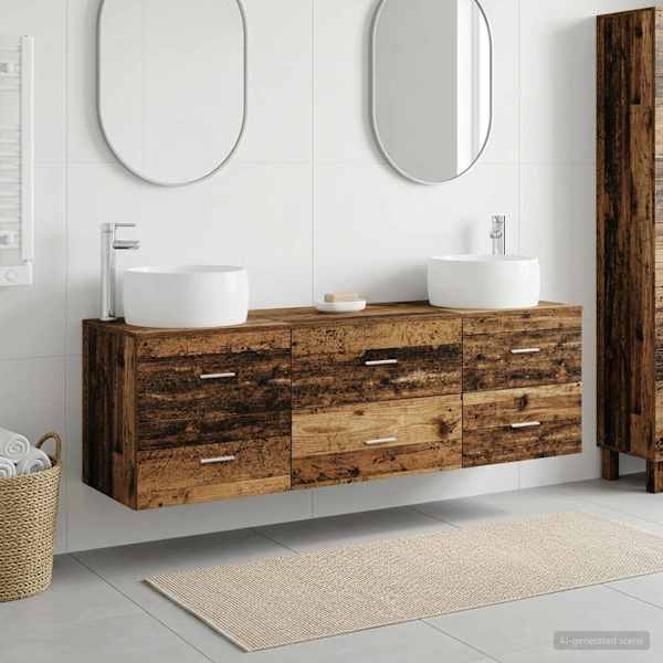 Vannitoa mööbleset 3 tk Vana puit 49,5 × 44,5 × 66 cm Tehispuit