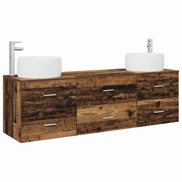 Vannitoa mööbleset 3 tk Vana puit 49,5 × 44,5 × 66 cm Tehispuit