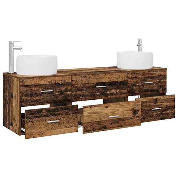 Vannitoa mööbleset 3 tk Vana puit 49,5 × 44,5 × 66 cm Tehispuit
