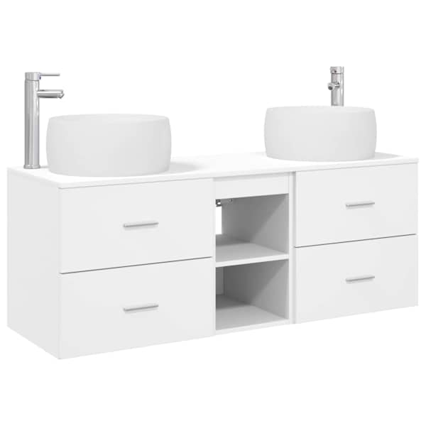 Vannitoa mööbleset 3 tk Valge 49,5 × 44,5 × 66 cm Tehispuit