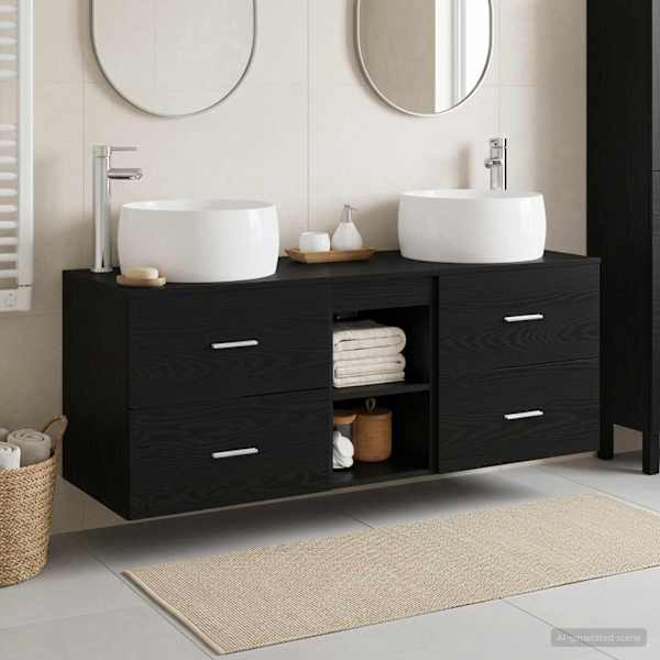 Vannitoa mööbleset 3 tk Must 49,5 × 44,5 × 66 cm Tehispuit