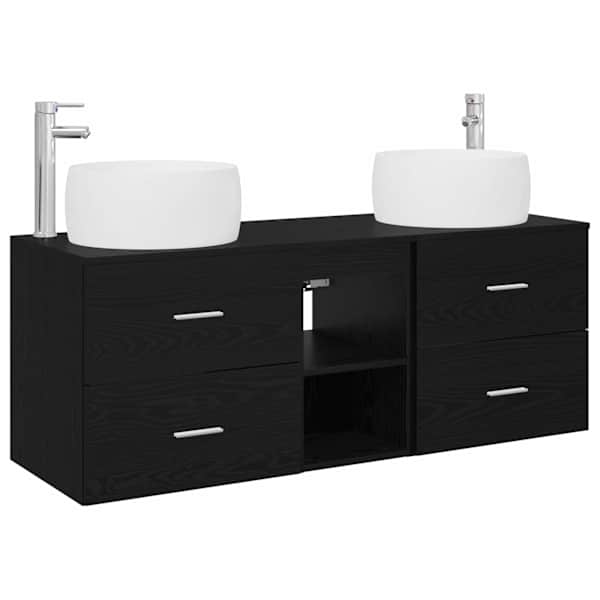 Vannitoa mööbleset 3 tk Must 49,5 × 44,5 × 66 cm Tehispuit