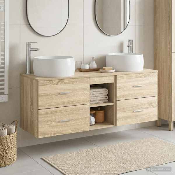 Vannitoa mööbleset 3 tk Sonoma tamm 49,5 × 44,5 × 66 cm
