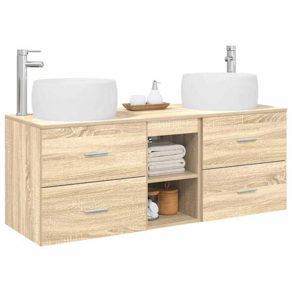 Vannitoa mööbleset 3 tk Sonoma tamm 49,5 × 44,5 × 66 cm