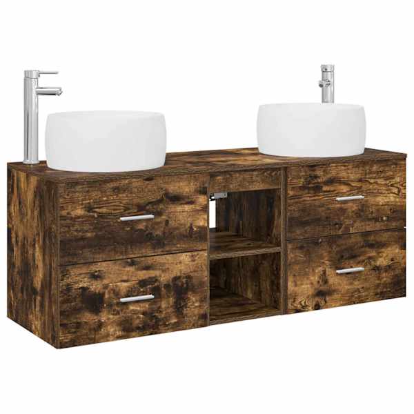Vannitoa mööbleset 3 tk Suitsutatud tamm 49,5 × 44,5 × 66 cm