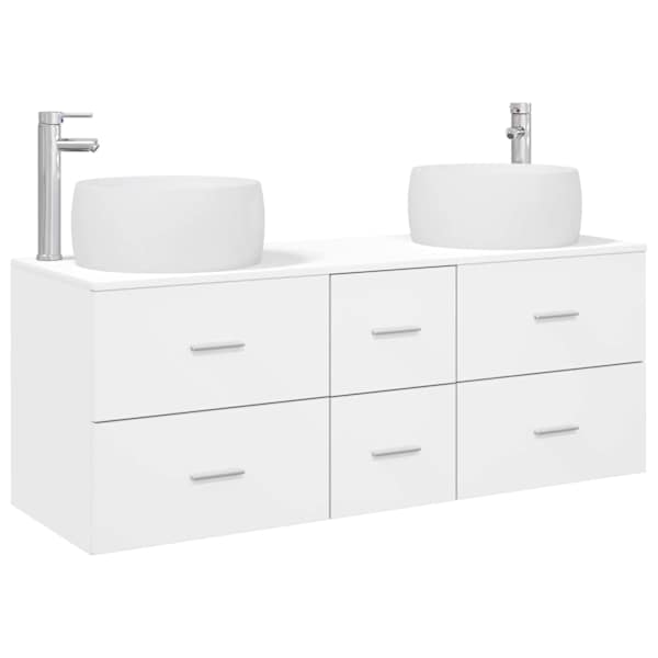Vannitoa mööbleset 3 tk Valge 129 × 44,5 × 80 cm Tehispuit