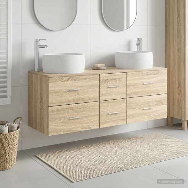 Vannitoa mööbleset 3 tk Sonoma tamm 49,5 × 44,5 × 66 cm