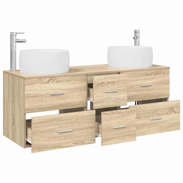 Vannitoa mööbleset 3 tk Sonoma tamm 49,5 × 44,5 × 66 cm
