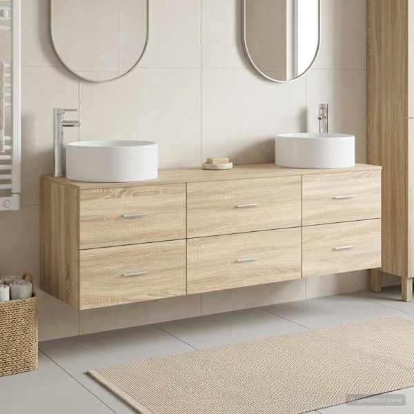 Vannitoa mööbleset 3 tk Sonoma tamm 161,5 × 44,5 × 80 cm
