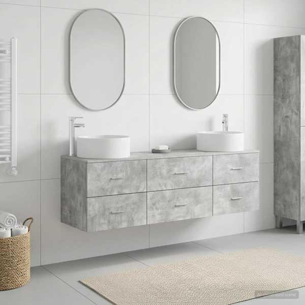Vannitoa mööbleset 3 tk Betoonhall 161,5 × 44,5 × 80 cm