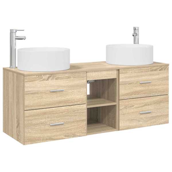 Vannitoa mööbleset 3 tk Sonoma tamm 129 × 44,5 × 80 cm