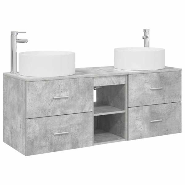 Vannitoa mööbleset 3 tk Betoonhall 129 × 44,5 × 80 cm Tehispuit