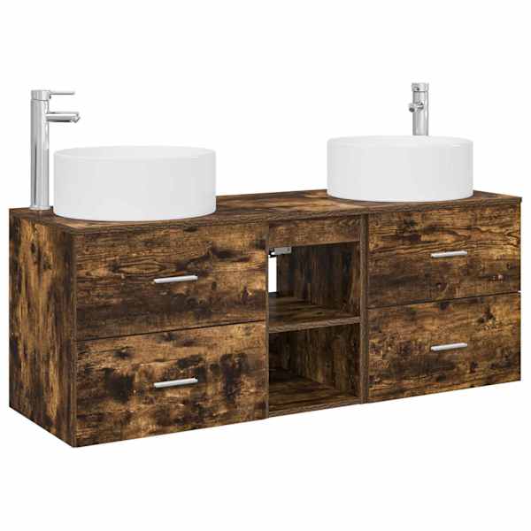 Vannitoa mööbleset 3 tk Suitsutatud tamm 129 × 44,5 × 80 cm