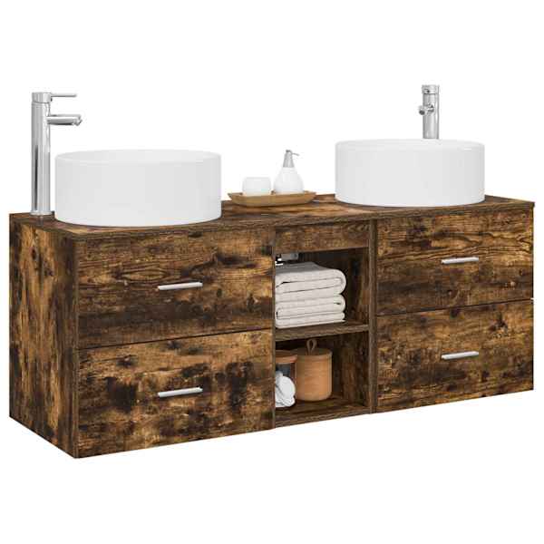 Vannitoa mööbleset 3 tk Suitsutatud tamm 129 × 44,5 × 80 cm