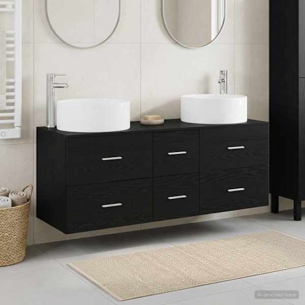 Vannitoa mööbleset 3 tk Must 49,5 × 44,5 × 65,5 cm Tehispuit