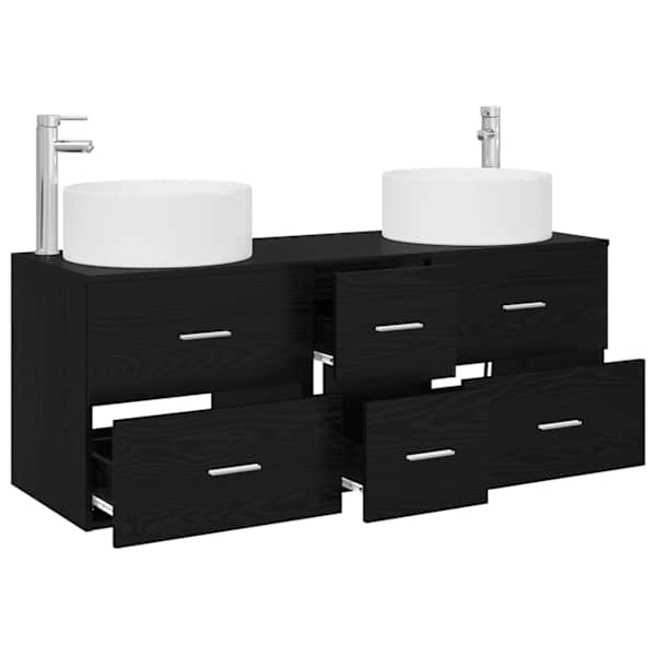 Vannitoa mööbleset 3 tk Must 49,5 × 44,5 × 65,5 cm Tehispuit