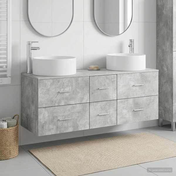 Vannitoa mööbleset 3 tk Betoonhall 49,5 × 44,5 × 65,5 cm