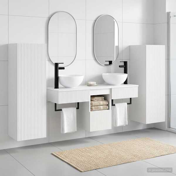 Vannitoa mööbleset 5 tk Valge 33 × 34,5 × 100 cm Tehispuit