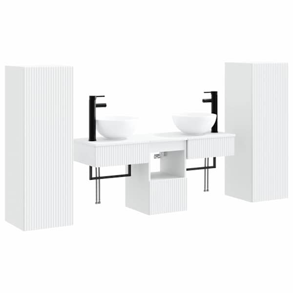 Vannitoa mööbleset 5 tk Valge 33 × 34,5 × 100 cm Tehispuit