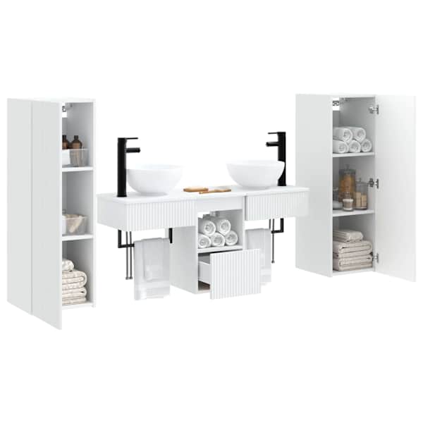 Vannitoa mööbleset 5 tk Valge 33 × 34,5 × 100 cm Tehispuit