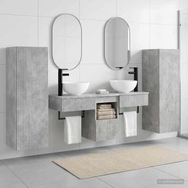 Vannitoa mööbleset 5 tk Betoonhall 33 × 34,5 × 100 cm Tehispuit