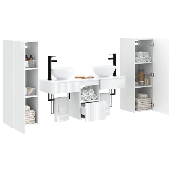 Vannitoa mööbleset 5 tk Kõrgläikega valge 33 × 34,5 × 100 cm