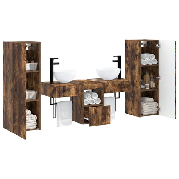 Vannitoa mööbleset 5 tk Suitsutatud tamm 33 × 34,5 × 100 cm