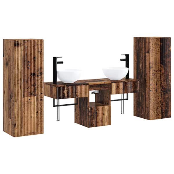 Vannitoa mööbleset 5 tk Vana puit 33 × 34,5 × 100 cm Tehispuit