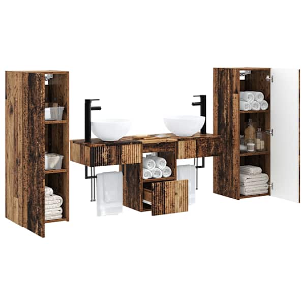 Vannitoa mööbleset 5 tk Vana puit 33 × 34,5 × 100 cm Tehispuit