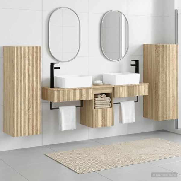 Vannitoa mööbleset 5 tk Sonoma tamm 33 × 34,5 × 100 cm