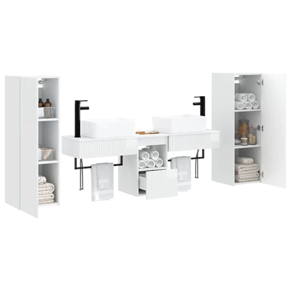 Vannitoa mööbleset 5 tk Kõrgläikega valge 33 × 34,5 × 100 cm