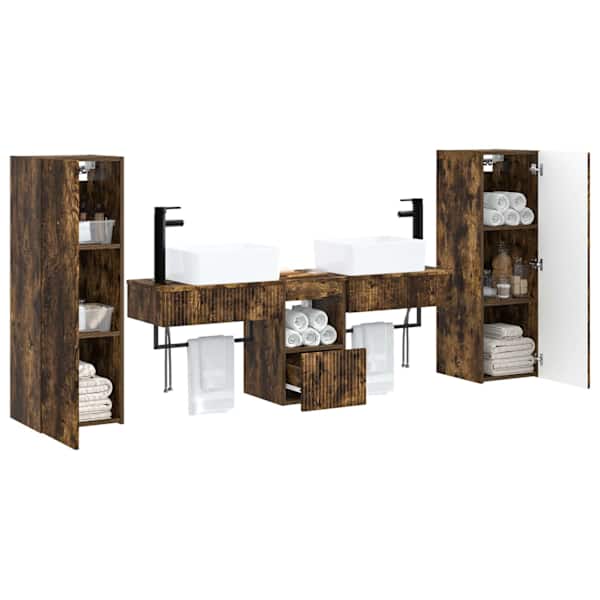 Vannitoa mööbleset 5 tk Suitsutatud tamm 33 × 34,5 × 100 cm