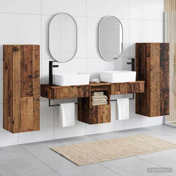 Vannitoa mööbleset 5 tk Vana puit 33 × 34,5 × 100 cm Tehispuit