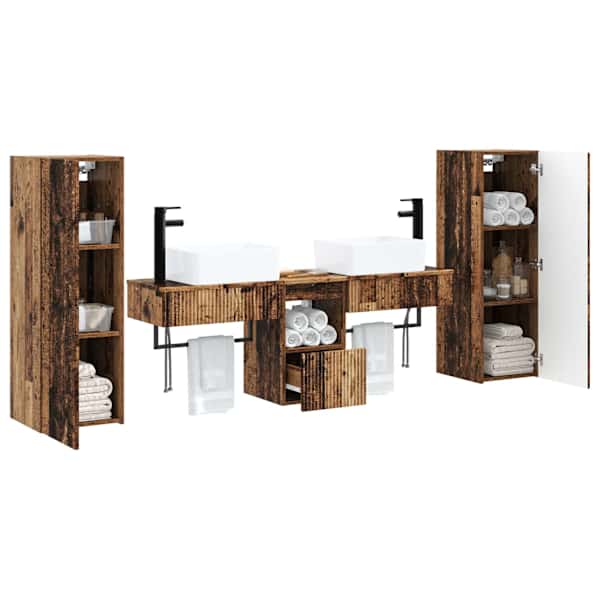 Vannitoa mööbleset 5 tk Vana puit 33 × 34,5 × 100 cm Tehispuit