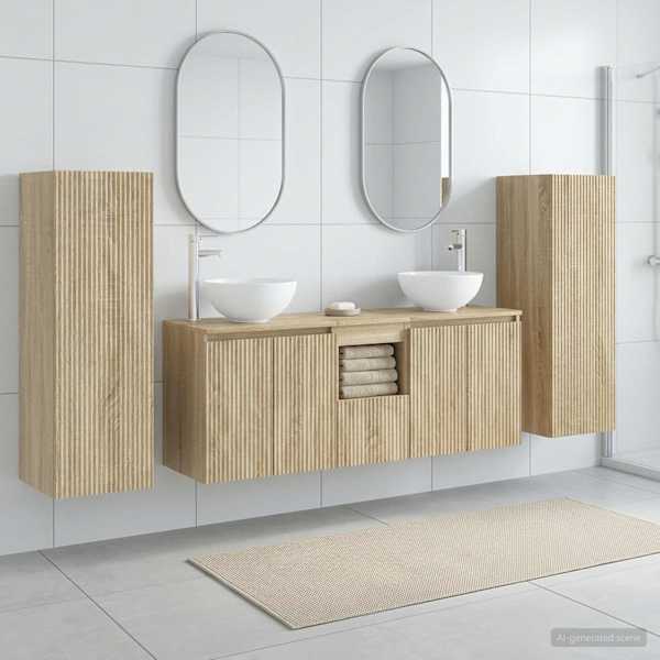 Vannitoa mööbleset 5 tk Sonoma tamm 33 × 34,5 × 100 cm