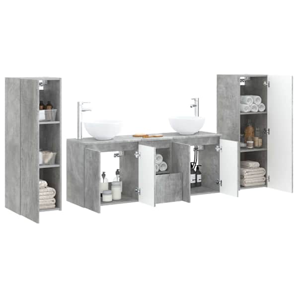 Vannitoa mööbleset 5 tk Betoonhall 33 × 34,5 × 100 cm Tehispuit