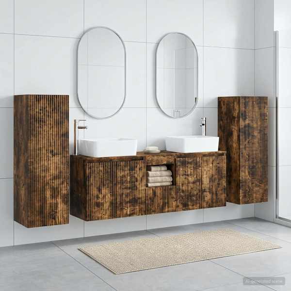 Vannitoa mööbleset 5 tk Suitsutatud tamm 33 × 34,5 × 100 cm