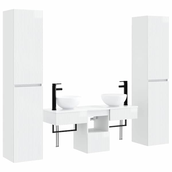 Vannitoa kapikomplekt 5 tk Kõrgläikega valge 33 × 34,5 × 160 cm