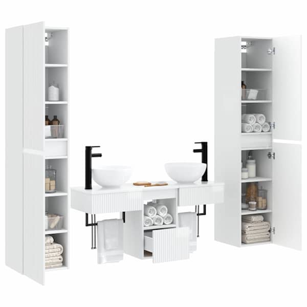 Vannitoa kapikomplekt 5 tk Kõrgläikega valge 33 × 34,5 × 160 cm
