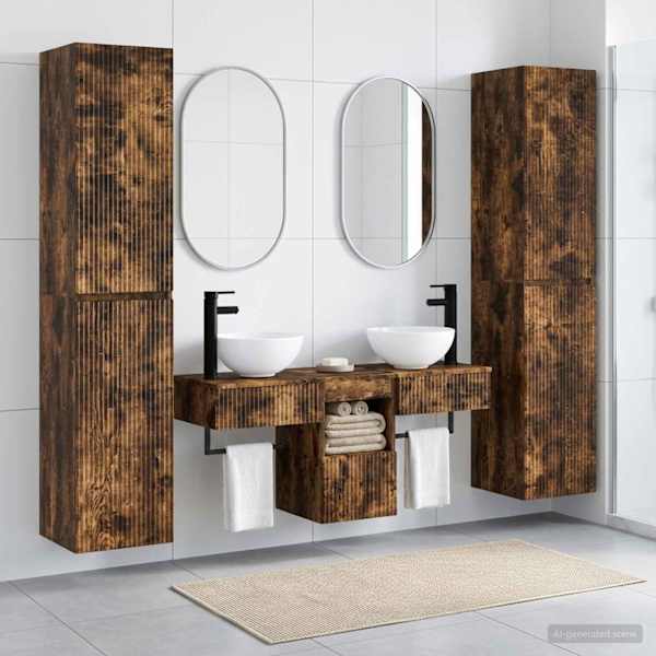 Vannitoa mööbleset 5 tk Suitsutatud tamm 33 × 34,5 × 160 cm