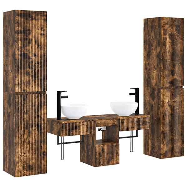 Vannitoa mööbleset 5 tk Suitsutatud tamm 33 × 34,5 × 160 cm
