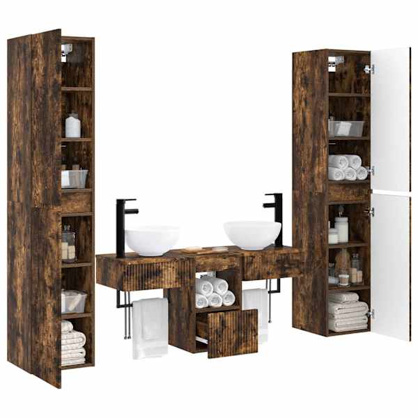 Vannitoa mööbleset 5 tk Suitsutatud tamm 33 × 34,5 × 160 cm
