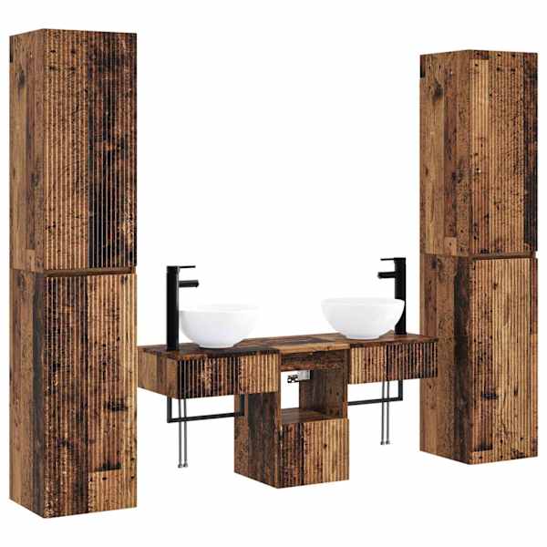 Vannitoa mööbleset 5 tk Vana puit 33 × 34,5 × 160 cm Tehispuit
