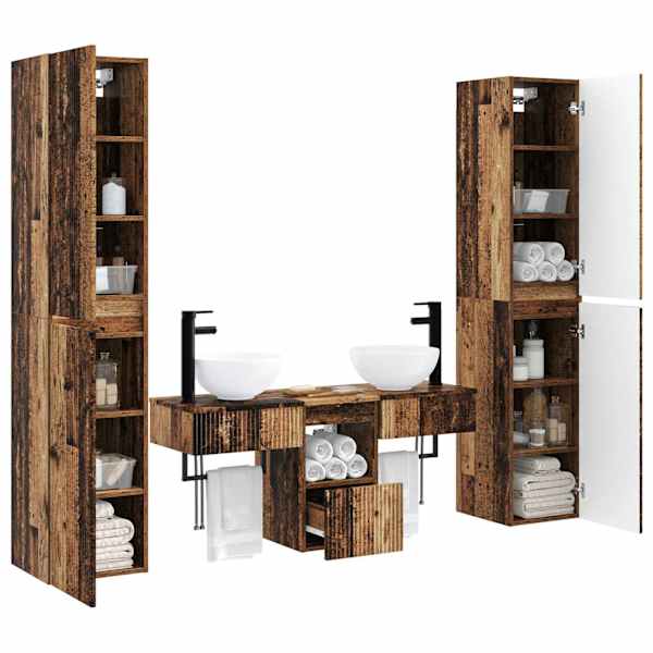 Vannitoa mööbleset 5 tk Vana puit 33 × 34,5 × 160 cm Tehispuit