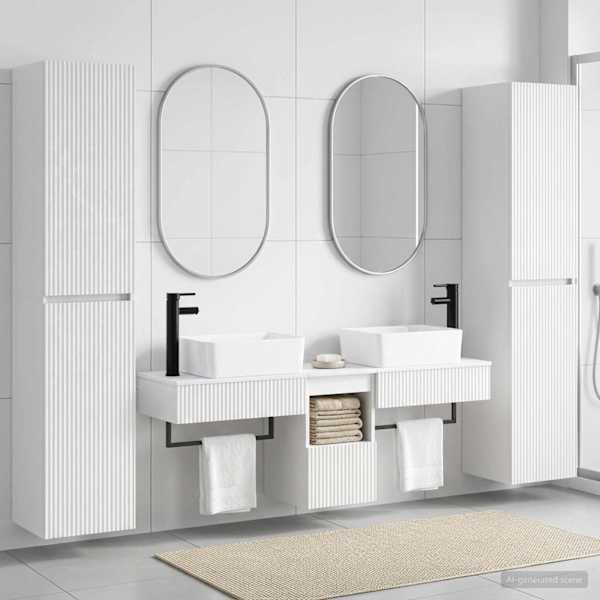 Vannitoa mööbleset 5 tk Kõrgläikega valge 33 × 34,5 × 160 cm