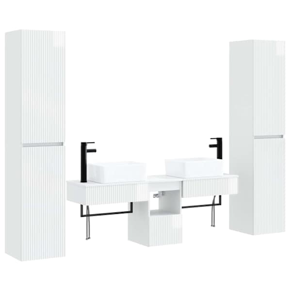 Vannitoa mööbleset 5 tk Kõrgläikega valge 33 × 34,5 × 160 cm