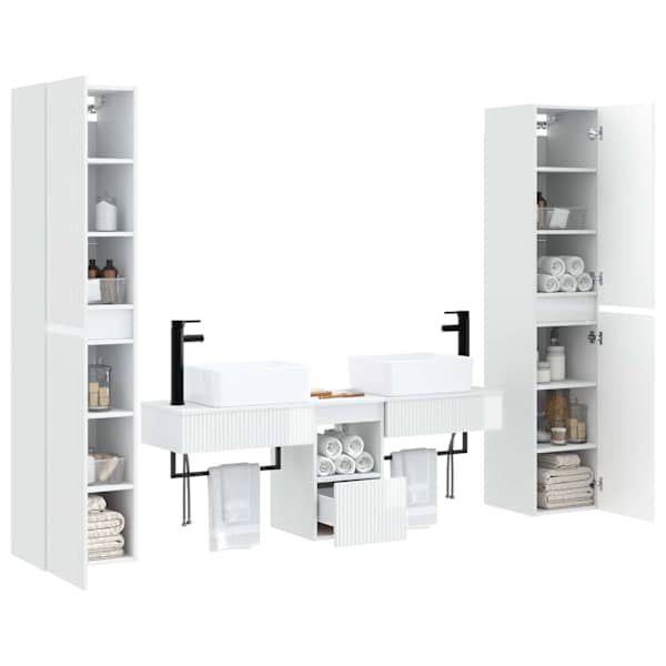 Vannitoa mööbleset 5 tk Kõrgläikega valge 33 × 34,5 × 160 cm