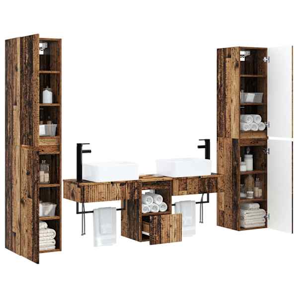Vannitoa mööbleset 5 tk Vana puit 33 × 34,5 × 160 cm Tehispuit